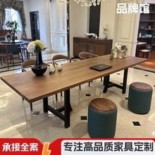 新中式黑胡桃木茶桌2025新款高端客厅家用实木泡茶桌餐桌一体两用