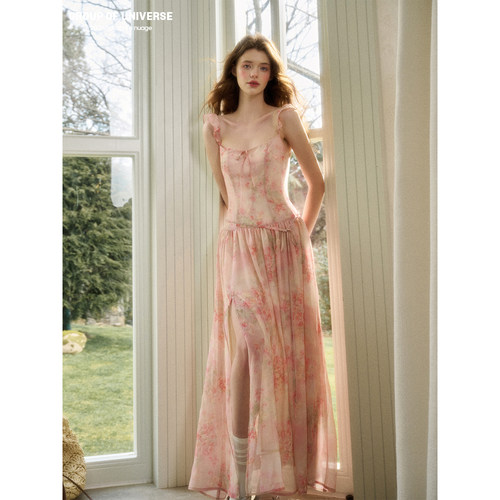 银河万岁玫瑰湖油画连衣裙