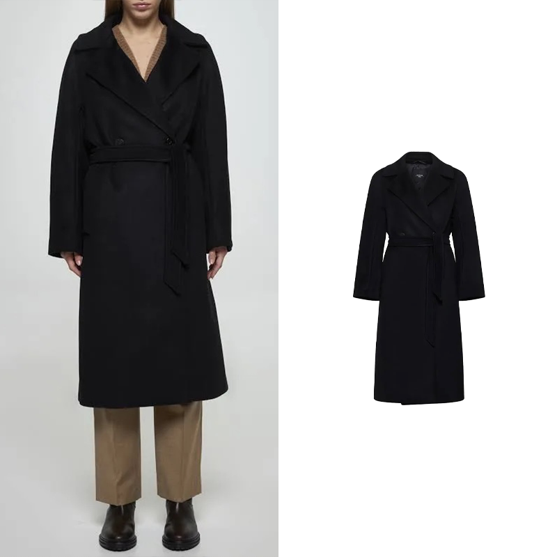Maxmara Weekend RESINA 黑色羊毛大衣任敏同款 英现