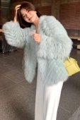 韩版 仿狐狸毛皮草外套女短款 海宁年轻款 2025秋冬新款 爆款 显瘦大衣