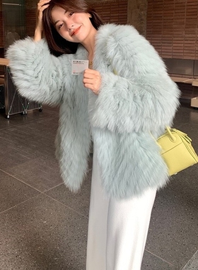 2025秋冬新款韩版仿狐狸毛皮草外套女短款海宁年轻款爆款显瘦大衣