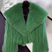 2025秋冬新款 狐狸毛毛 年轻款 外套女韩版 环保毛毛仿皮草海军领短款