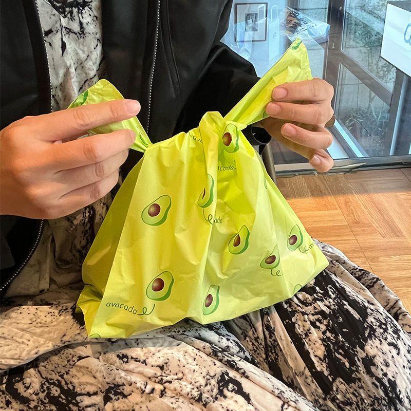INS牛油果绿色塑料手提袋烘焙蛋糕甜品打包袋饰品包装袋子礼品袋