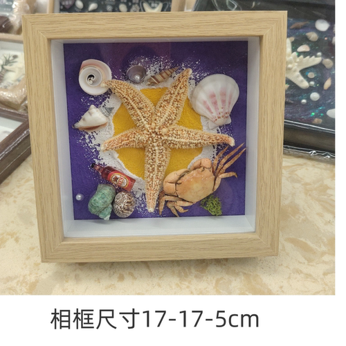 手作肌理画成品相框摆台海鲜风格家居装饰摆件海边旅游纪念品