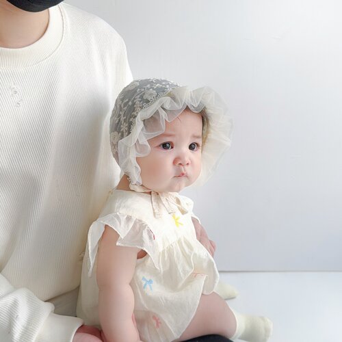 婴儿夏季蕾丝透气宫廷帽