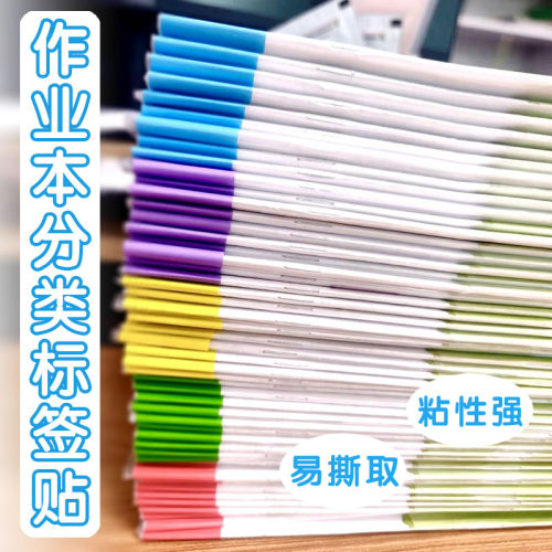 彩色作业分类标签贴纸名字贴不干胶作业本标记装饰分组标识贴纸