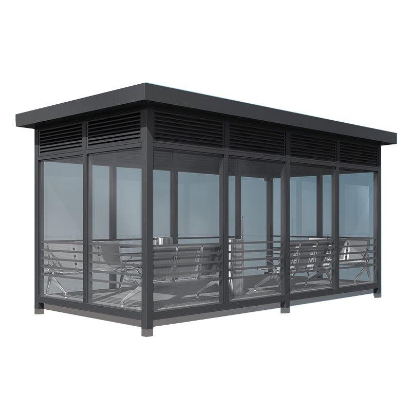 厂家新款直销钢结构岗亭户外吸烟亭公共抽烟休息室移动吸烟室