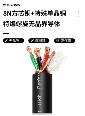 黑马 发烧音响高端定制8N方芯铜+单晶铜多层降噪功放cd解码电源线