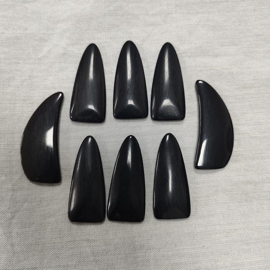 古筝指甲专业演奏型凹槽双面弧单面摇指款黑牛角成人儿童大中小号