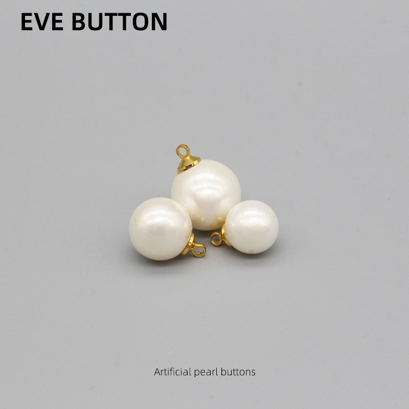 EVE 珍珠纽扣金圆形扣子 衬衫粗花呢外套毛衣扣女装袖领扣纽扣