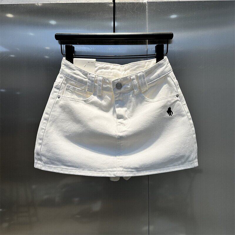 白色牛仔短裙2026年夏新款洋气刺绣防走光水洗百搭显瘦包臀半身裙