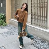 酷盐系咖色短外套女春秋2025新款韩系复古时尚高级感麂皮绒上衣，女装短外套，2C032