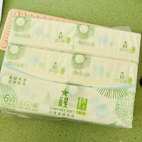 6包一提 白猫永星原木抽纸400张100抽原木星系列柔软亲肤舒适绵柔