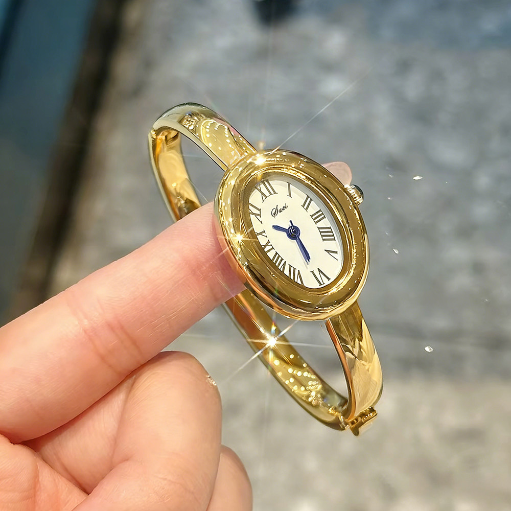 手镯式小金表女款手表女士小众轻奢防水静音复古高级感气质女表