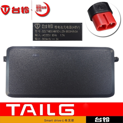 台铃原装锂电充电器48云插头卡侬头DC头方头正品54.6V2A3A60V72V