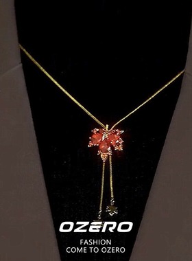 红色枫叶项链女小众设计高级感