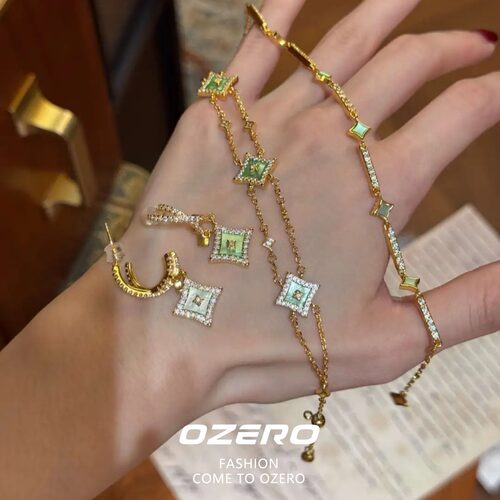 绿色星芒闪钻手链女高级感