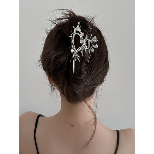 设计感液态金属超大号发夹女2023新款后脑勺盘发个性抓夹气质抓夹