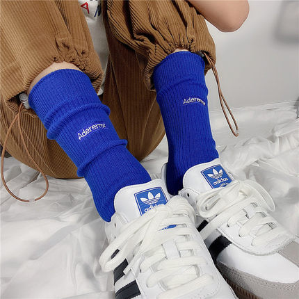 ader error袜子字母刺绣男女中筒袜ins韩版街头潮长袜堆堆袜百搭