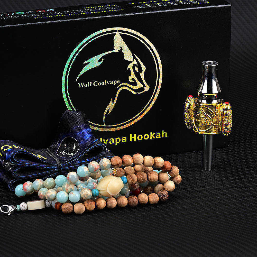 钛合金+镀金吸嘴 阿拉伯水烟烟嘴配双链 直插式 水烟配件 shisha