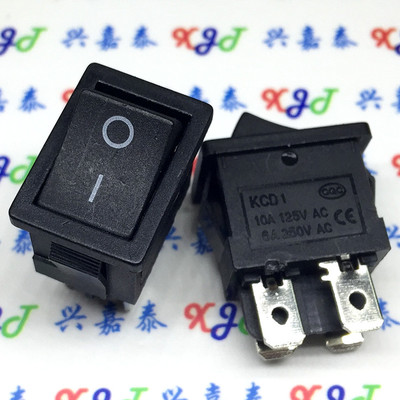 船型开关6A/250VKCD1-104 黑色 4脚2档 电源开关10A/125V 21X15