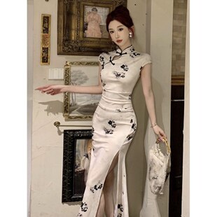 显瘦性感包臀连衣裙夏 少女日常气质收腰修身 新中式 国风旗袍年轻款