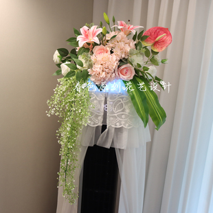 客厅电视柜立式圆柱空调柜机上摆的仿真花装饰假花下垂绿植装饰花