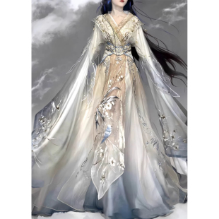 素超仙套装 汉元 汉服女霁月瑶光改良魏晋风重工刺绣仙侠古装 新款