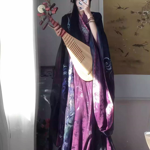 紫蛊魏晋风改良紫色交领大袖汉服