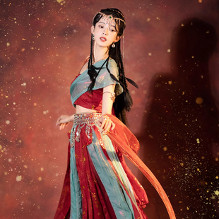 敦煌飞天汉服西域舞姬舞蹈演出服异域风情服装茉莉公主古装印度服