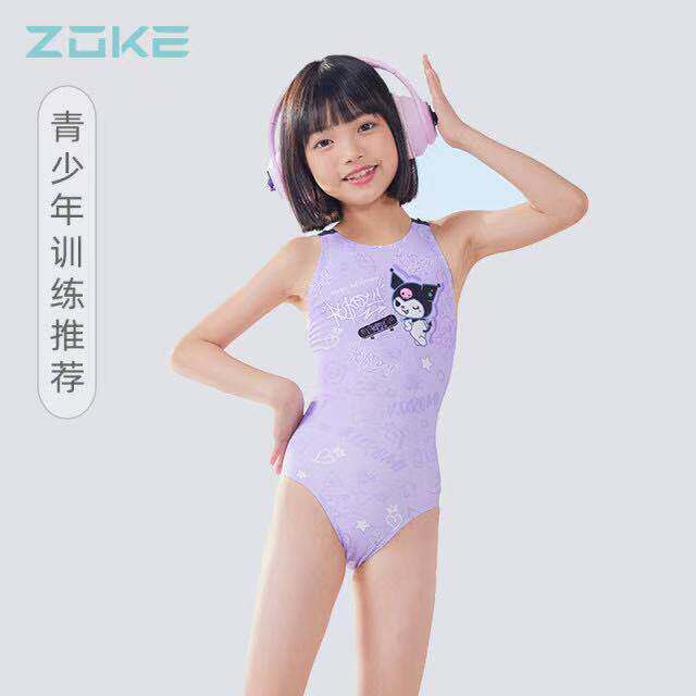 洲克儿童泳衣女孩专业训练竞速泳衣三角连体泳衣防氯弹力女童速干
