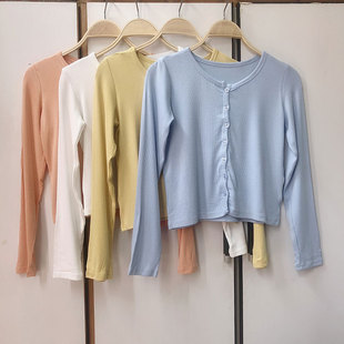 AA美式 Col 少女 春夏轻薄短款 上衣 小外套圆领开衫 Rain