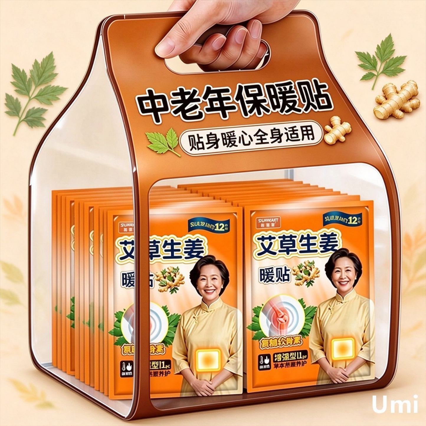 艾草生姜暖贴暖宝宝贴中老年人专用暖贴热敷自发热保暖腰腹暖身贴