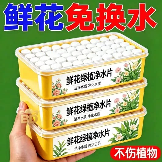 鲜花绿植净化水片免换水盒装套装不伤植物家用园艺用品净水片水培