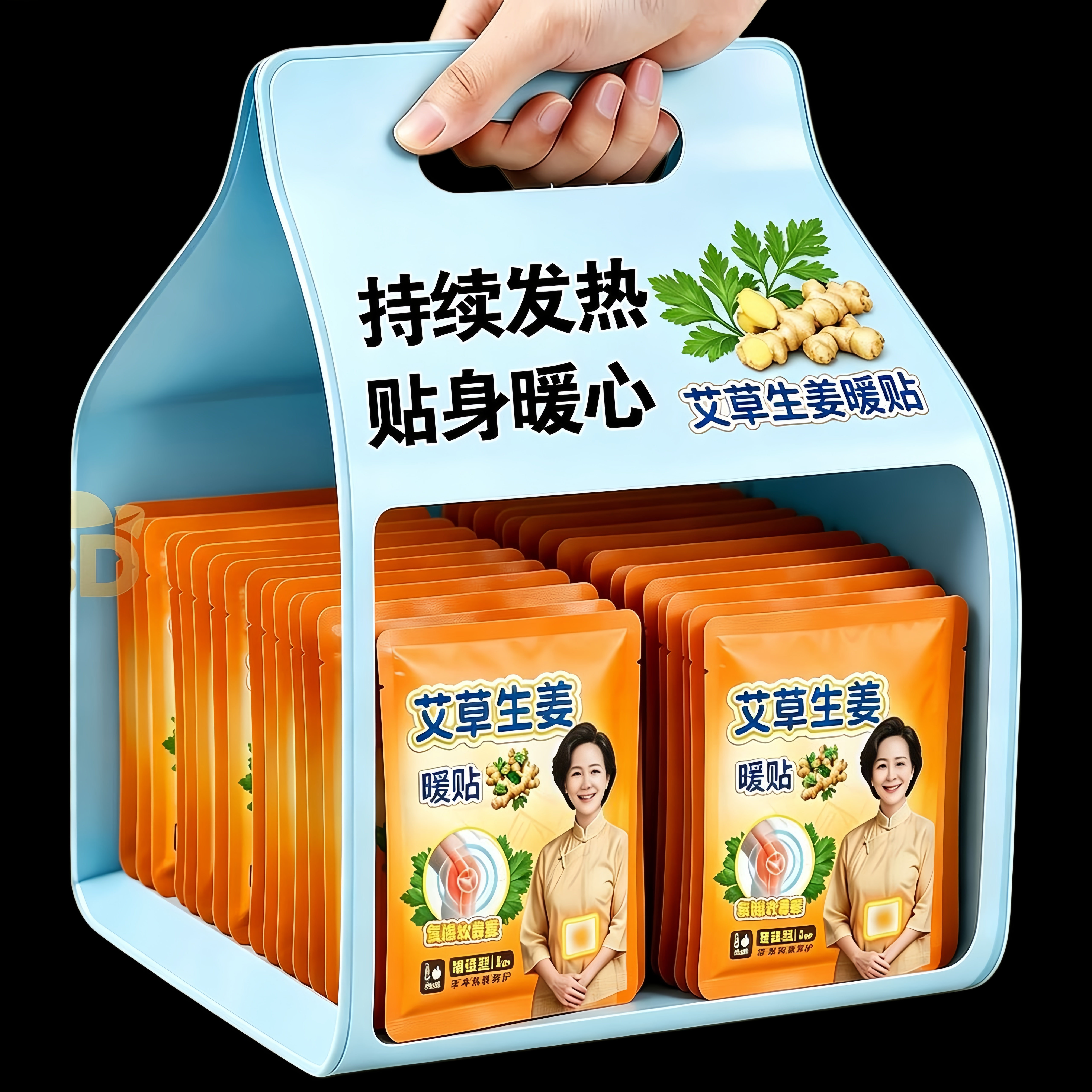 艾草暖贴暖宝宝贴热敷暖贴持久12小时中老年户外自发热生姜保暖贴