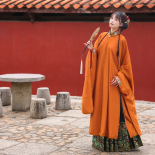 花朝记｜秋华｜晚明制汉服竖领大襟袄马面裙绣花织金双色传统春秋