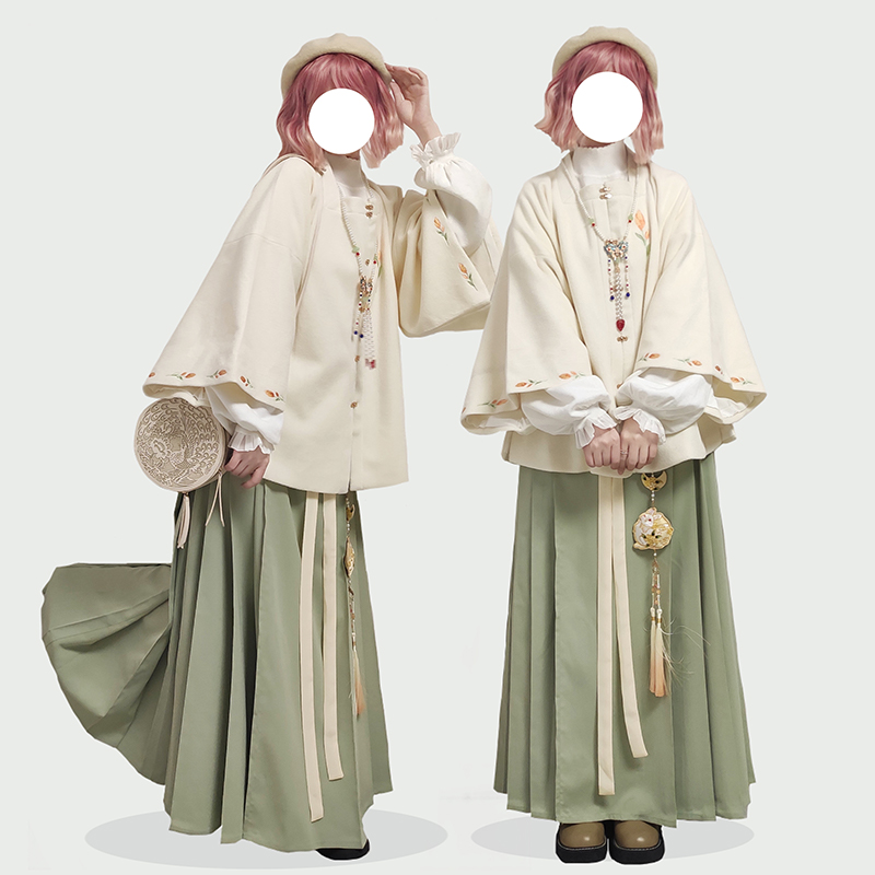 百搭日常汉服明制方领披袄马面裙