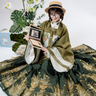 花朝记|蕨类图鉴|明制汉服方领补服对襟短袄马面裙织金妆花日常
