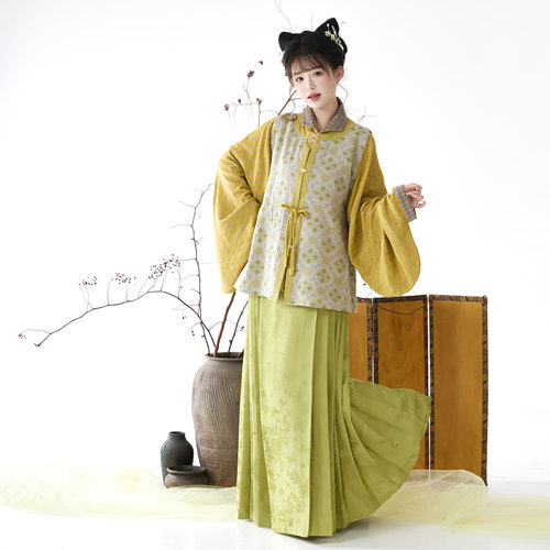 花朝记｜田野｜明制汉服圆领比甲琵琶袖竖领衫马面裙棉传统日常秋