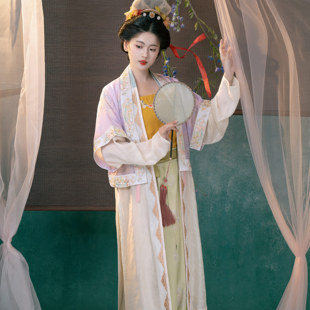 花朝记｜粉妆｜宋制汉服羊腿袖对襟长衫貉袖宋裤天丝绣花传统日常