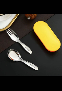 不锈钢勺子叉子加厚平底汤勺宝宝叉勺高颜值餐勺创意儿童吃饭餐具