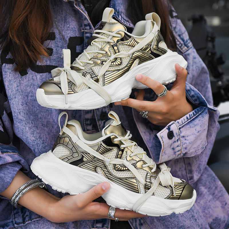 女鞋2026新款春季今年流行爆款百搭小众学生系带增高厚底老爹鞋男