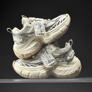 鞋子女2026新款爆款百搭巴黎登机牌10XL增高青少年厚底老爹鞋男