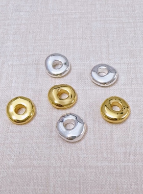 316钛钢真空镀18K金银色甜甜圈面包隔片水晶diy手串饰品配件材料
