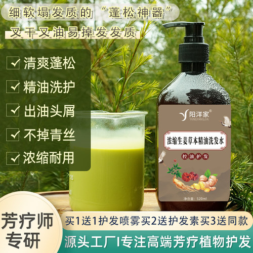 不掉青丝浓缩生姜草本精油洗发水护发素油头皮屑发痒0硅油侧柏叶