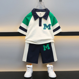 短袖 2025新款 男孩夏装 潮 衣服儿童宝宝酷帅童装 polo衫 男童夏季 套装