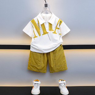 套装 洋气儿童痞帅polo衫 男童夏季 2025新款 运动衣服 短袖 小男孩夏季