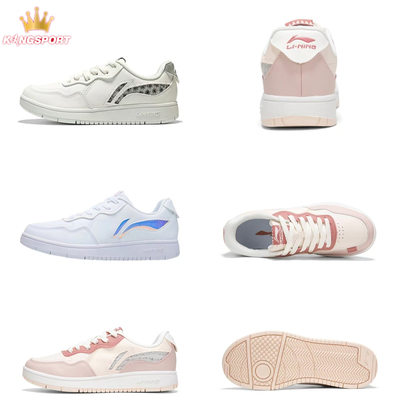 李宁正品板鞋女鞋秋季新款休闲百搭平底滑板运动小白鞋AGCR318-4