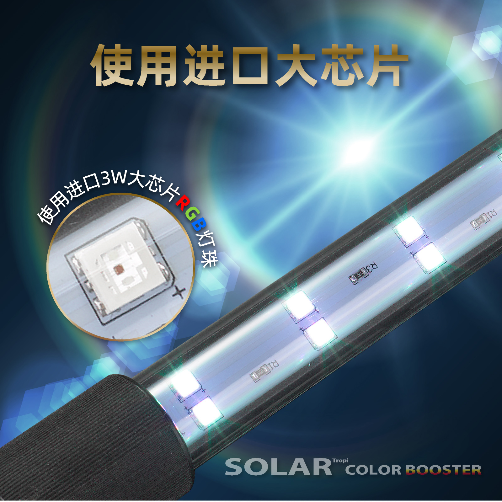 尼奥SOLAR雷龙鱼专用灯日光发色灯防水灯LED鱼缸灯金鱼增艳增色