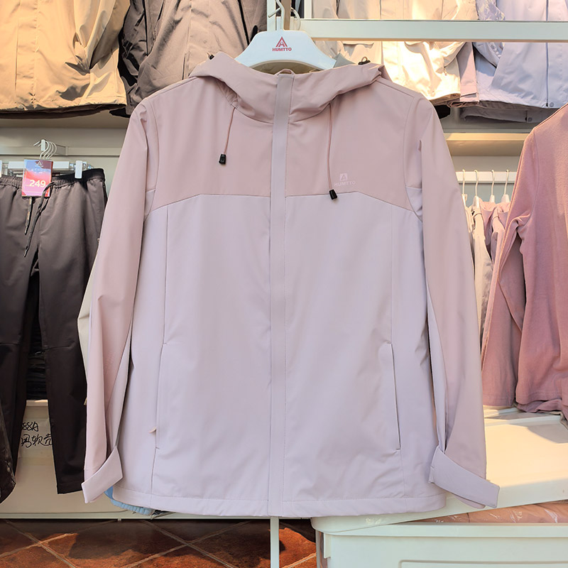 悍途户外单层外套女春夏防风防水百搭连帽拼色情侣款正品18L712B